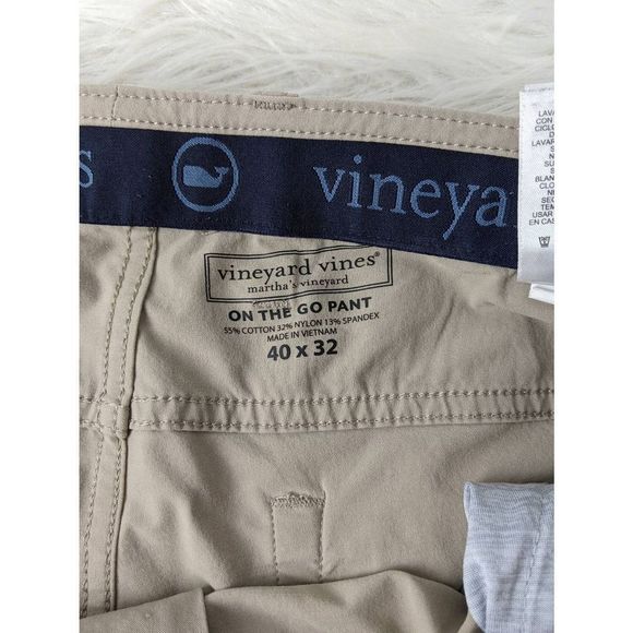 Vineyard Vines 5 Pocket On The Go Pants Men's 40 x 32" Tan Perfomance Stretch - Picture 7 of 7